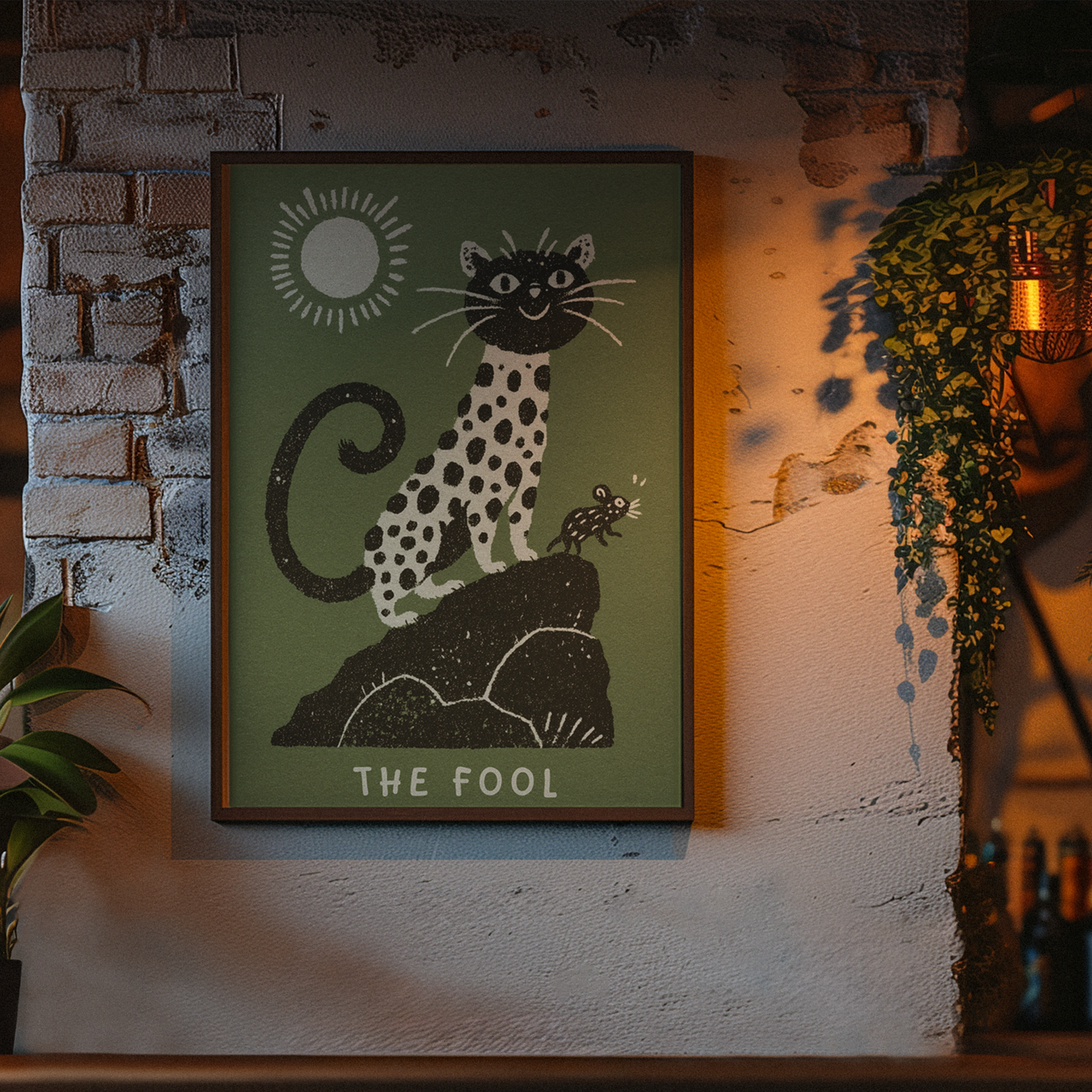 The Fool Tarot Cat Art Print – Whimsical Leopard Tarot Card Illustration, Digital Download, Animal Tarot Poster Wall Decor, Spiritual Gift