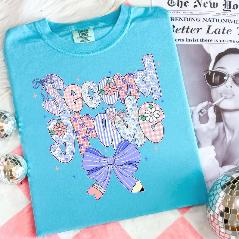 Preppy Back to School Floral PNG Bundle Png, First Day of School PNG, Preppy School Png, School Bundle Png, First/Second/Third Grade Design