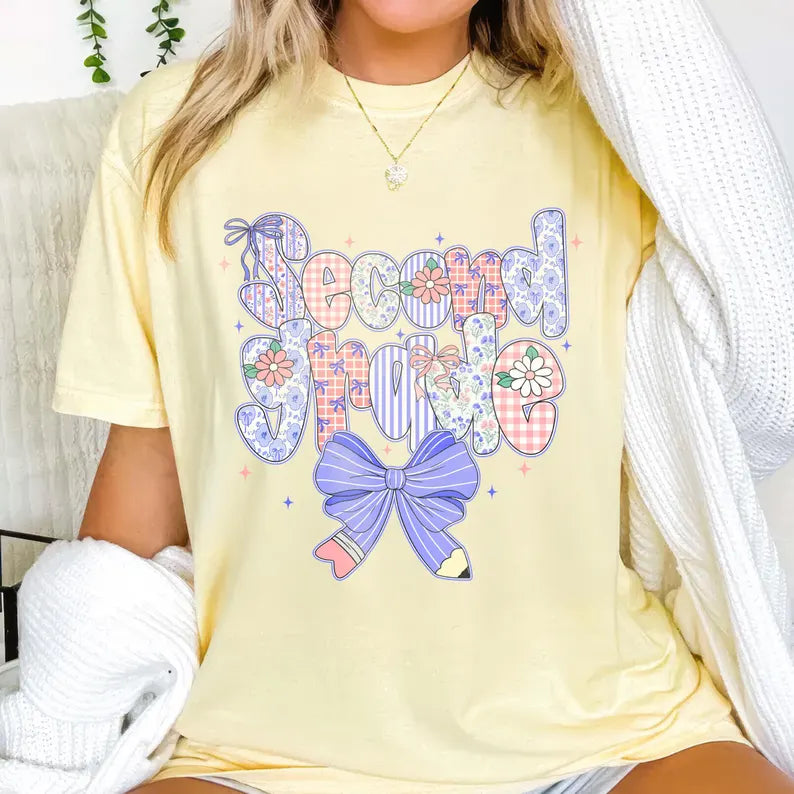Preppy Back to School Floral PNG Bundle Png, First Day of School PNG, Preppy School Png, School Bundle Png, First/Second/Third Grade Design