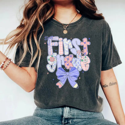 Preppy Back to School Floral PNG Bundle Png, First Day of School PNG, Preppy School Png, School Bundle Png, First/Second/Third Grade Design